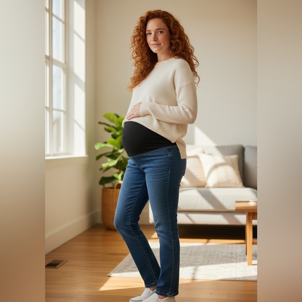 H&M Blue Maternity Straight Leg Jeans